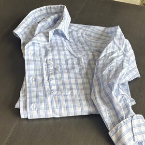 Pronto Uomo 16 34/35 Blue and White Checkered Men's Shirt